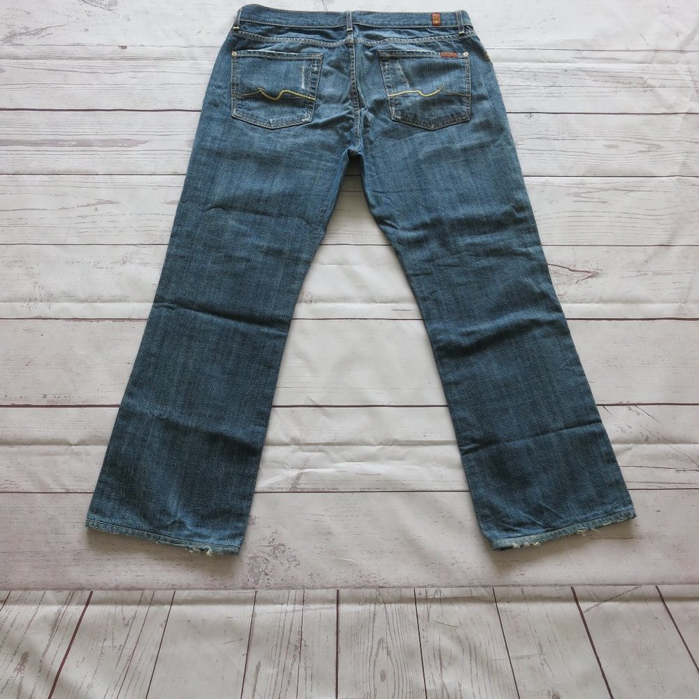 7 For All Mankind 100% Cotton Distressed Boot Cut Denim Jeans - Size 36